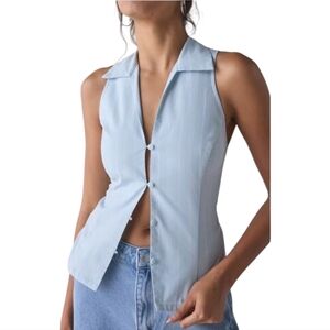 Urban Outfitters UO Party Girl Cotton-Blend Button Down Sleeveless Shirt Sz XL